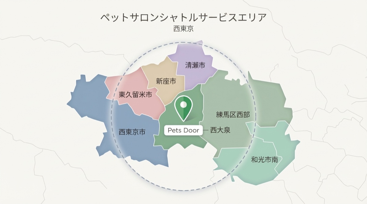 無料送迎エリアマップ - 練馬区西部・西東京市・東久留米市・新座市・清瀬市・和光市南